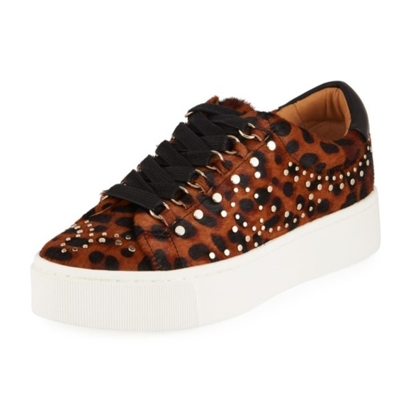 Joie 'Handan' Leopard-Print Calf-Hair Platform Sneakers - Picture 1 of 3